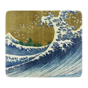 Die große Welle (blaue und goldene japanische Kuns Schneidebrett
