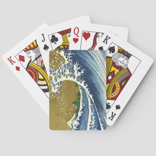 Die große Welle (blaue und goldene japanische Kuns Spielkarten (Rückseite)