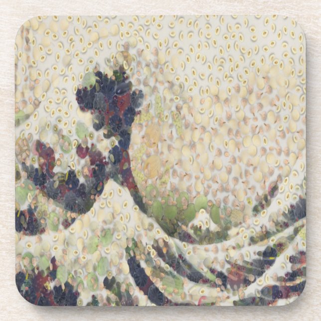 Die große Welle der Honeydew Melon Kunsthandwerk Getränkeuntersetzer (Vorderseite)