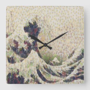 Die große Welle des Honigmelonen-Feinart-Spoofs Quadratische Wanduhr