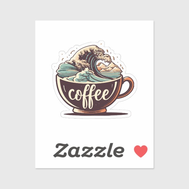 Die große Welle des Kaffees Aufkleber (Blatt)