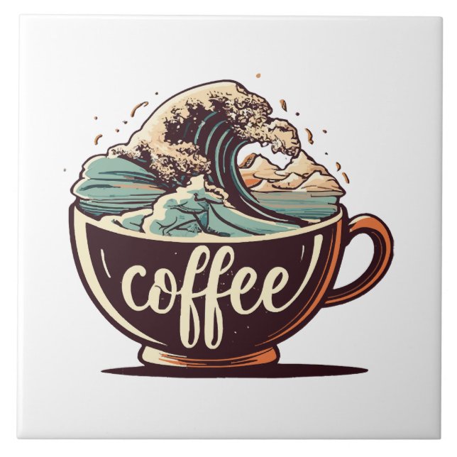 Die große Welle des Kaffees Fliese (Vorderseite)