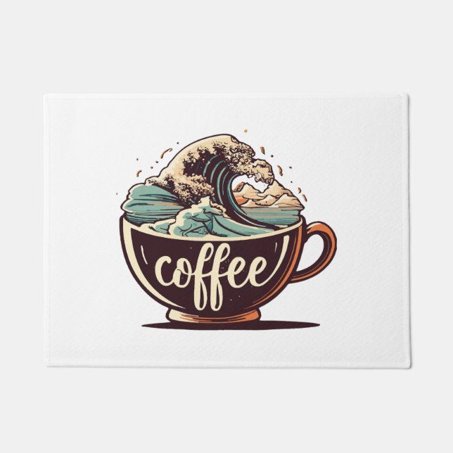 Die große Welle des Kaffees Fußmatte (Vorderseite)