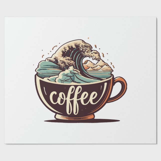 Die große Welle des Kaffees Geschenkpapier (Flach)