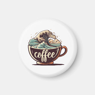 Die große Welle des Kaffees Magnet