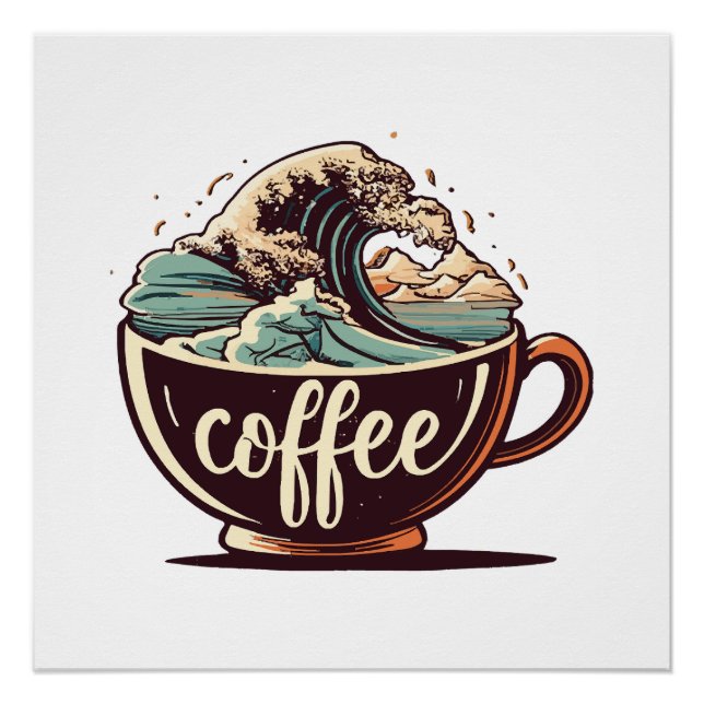 Die große Welle des Kaffees Poster (Vorderseite)