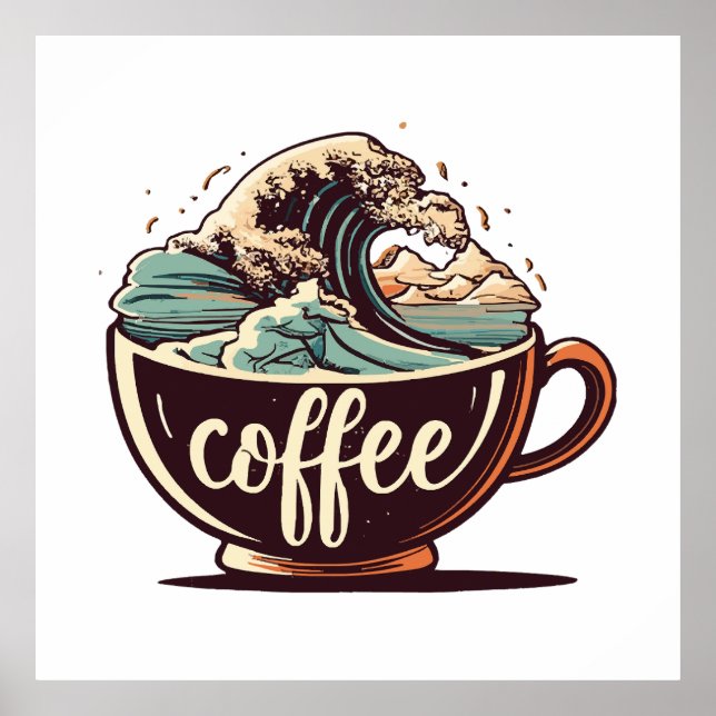 Die große Welle des Kaffees Poster (Vorne)