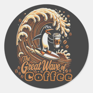 Die große Welle des Kaffees Runder Aufkleber