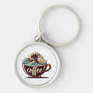 Die große Welle des Kaffees Schlüsselanhänger