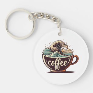 Die große Welle des Kaffees Schlüsselanhänger