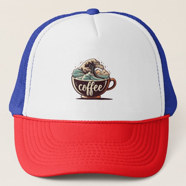 Die große Welle des Kaffees Truckerkappe (Vorderseite)