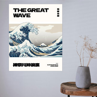 Die große Welle Hokusai Zeitgenössischer Minimal P Fotodruck