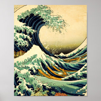 Die große Welle im Vintagen Stil Kanagawas Poster