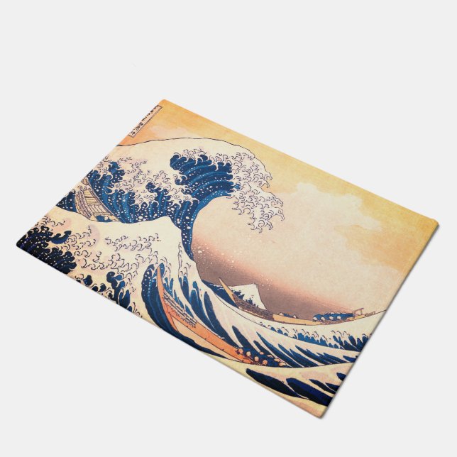 Die große Welle - Japanische Kunst  Fußmatte (Schrägansicht)
