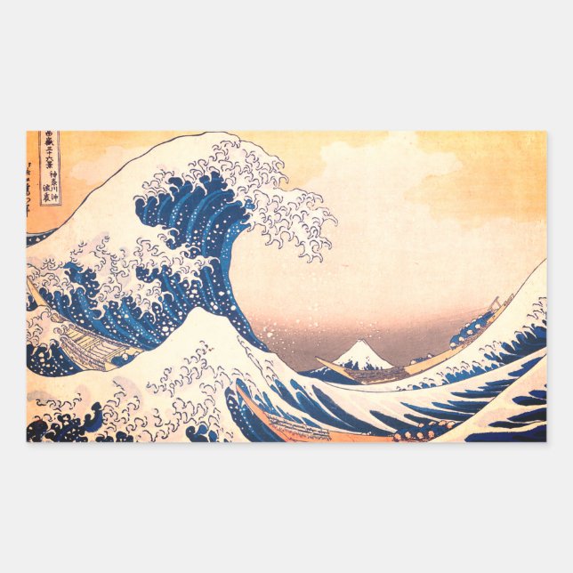 Die große Welle - japanische Kunst Rechteckiger Aufkleber (Vorderseite)