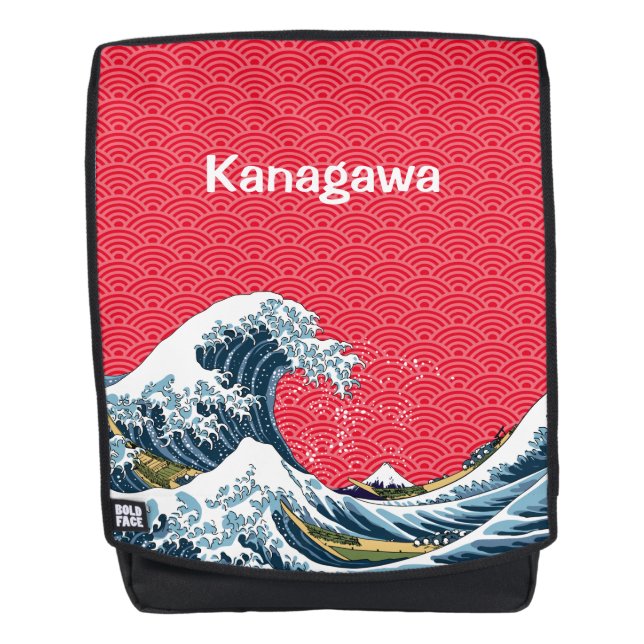 Die große Welle mit japanischem Wellen-Muster Rucksack (Vorderseite)