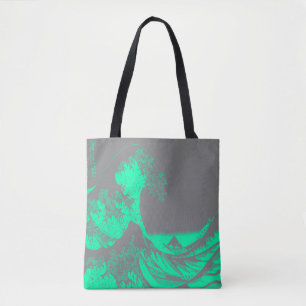 Die große Welle Seafoam Grün & Grau Tote Bag Tasche