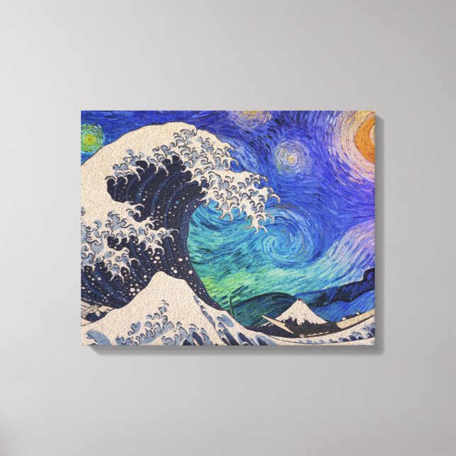 Die große Welle starrt Nacht Leinwanddruck (Vorderseite)