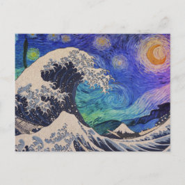 Die große Welle starrt Nacht Postkarte