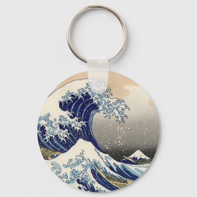 Die große Welle, von Hokusai, die schöne Kunst Schlüsselanhänger (Vorderseite)