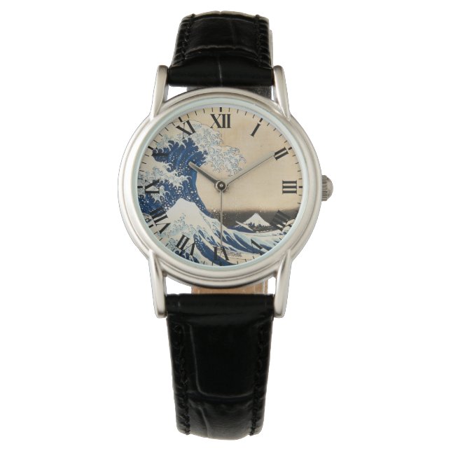 Die große Welle von Hokusai vor Kanagawa Armbanduhr (Vorderseite)