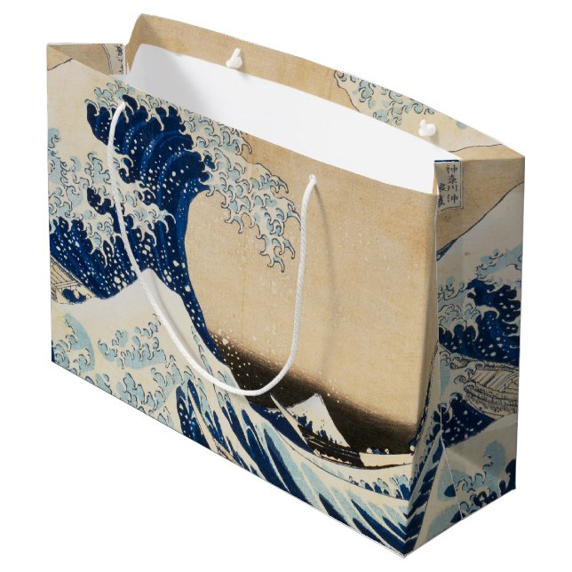 Die große Welle von Hokusai vor Kanagawa Große Geschenktüte (Rückseite Schrägansicht)