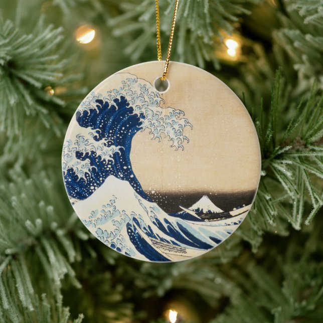 Die große Welle von Hokusai vor Kanagawa Keramik Ornament (Baum)