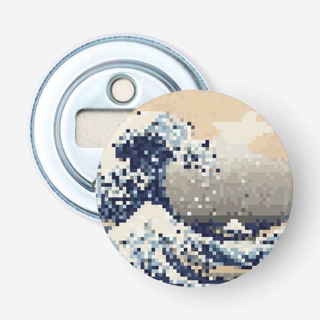 Die große Welle von Kanagawa 8 Bit Pixel Art Flaschenöffner (Vorderseite)
