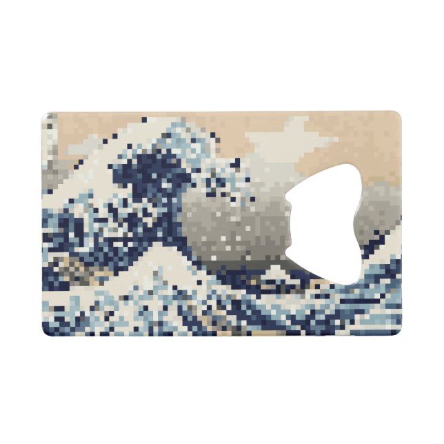 Die große Welle von Kanagawa 8 Bit Pixel Art Geldbeutel Flaschenöffner (Vorderseite (Horizontal))