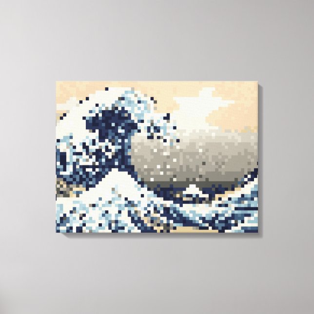 Die große Welle von Kanagawa 8 Bit Pixel Art Leinwanddruck (Vorderseite)