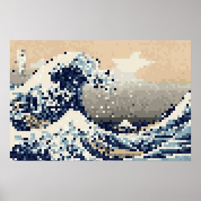 Die große Welle von Kanagawa 8 Bit Pixel Art Poster (Vorne)