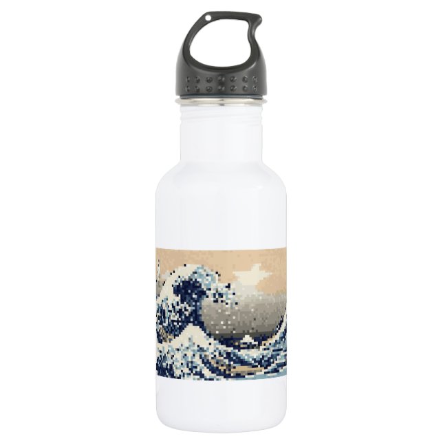 Die große Welle von Kanagawa 8 Bit Pixel Art Trinkflasche (Vorderseite)