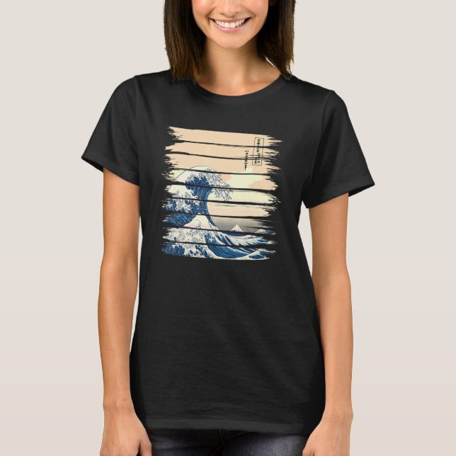 Die große Welle von Kanagawa japanischer Ästhetik- T-Shirt (Vorderseite)