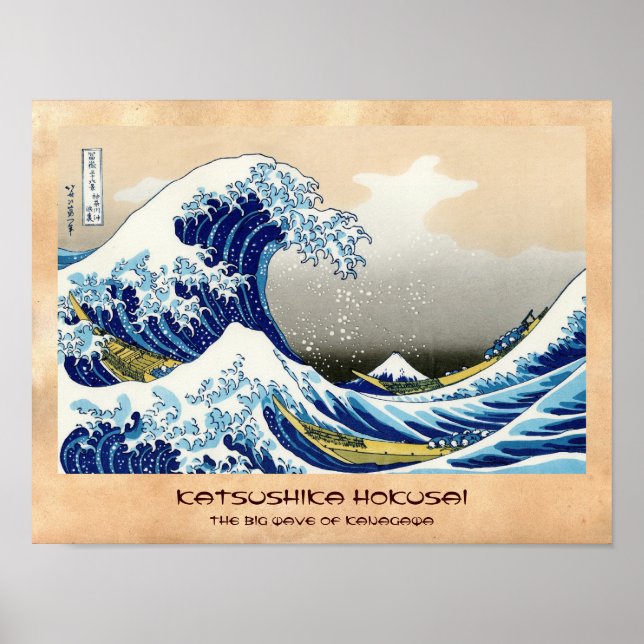 Die große Welle von Kanagawa Katsushika Hokusai Poster (Vorne)