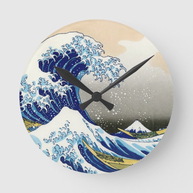 Die große Welle von Kanagawa Katsushika Hokusai Runde Wanduhr (Vorderseite)