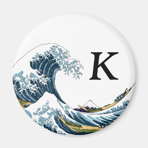 Die große Welle von Kanagawa: Monogram Initial Magnet