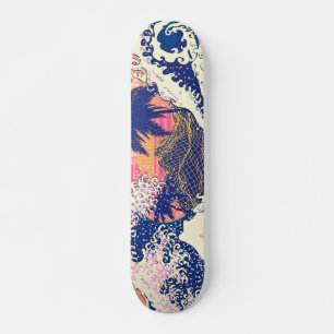 Die große Welle von Kanagawa und Palmen Skateboard