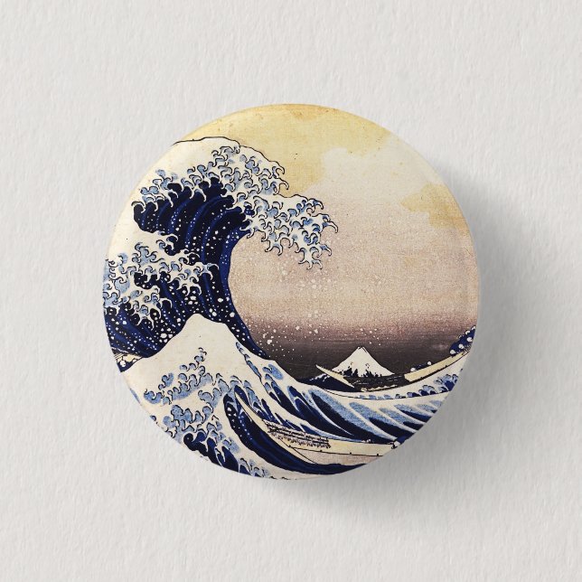 Die große Welle von Kanagawa Vintager japanischer  Button (Vorderseite)
