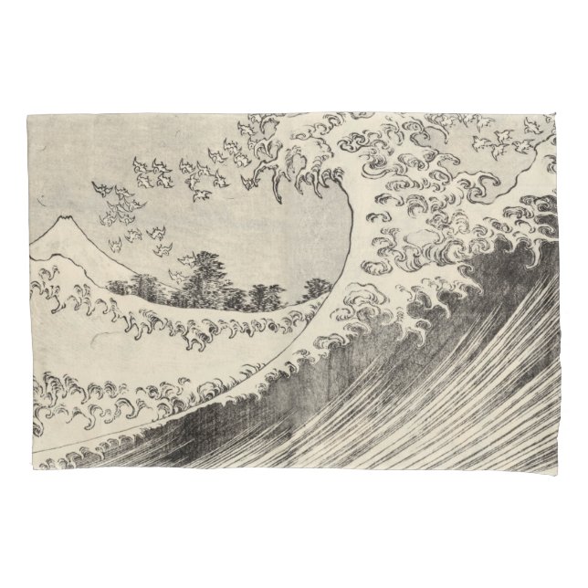 Die große Welle (von Katsushika Hokusai) Kissenbezug (Vorderseite-Links)