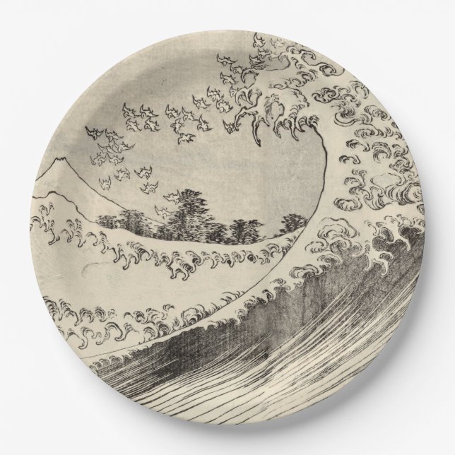 Die große Welle (von Katsushika Hokusai) Pappteller (Vorderseite)