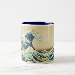 Die große Welle vor der Küste von Kanagawa Zweifarbige Tasse