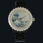 Die große Welle vor Kanagawa Armbanduhr<br><div class="desc">Die Große Wave Watch The Great Wave Off Kanagawa, auch bekannt als The Great Wave oder einfach The Wave, ist ein Holzschnitt des japanischen Künstlers Katsushika Hokusai. Beispiel der ukiyo-e Kunst, wurde sie irgendwann zwischen 1830 und 1833 als die erste in Hokusai's Serie 36 Ansichten des Mount Fuji veröffentlicht, und...</div>