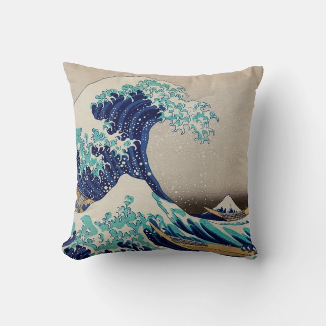 Die große Welle vor Kanagawa, dem japanischen Holz Kissen (Vorderseite)