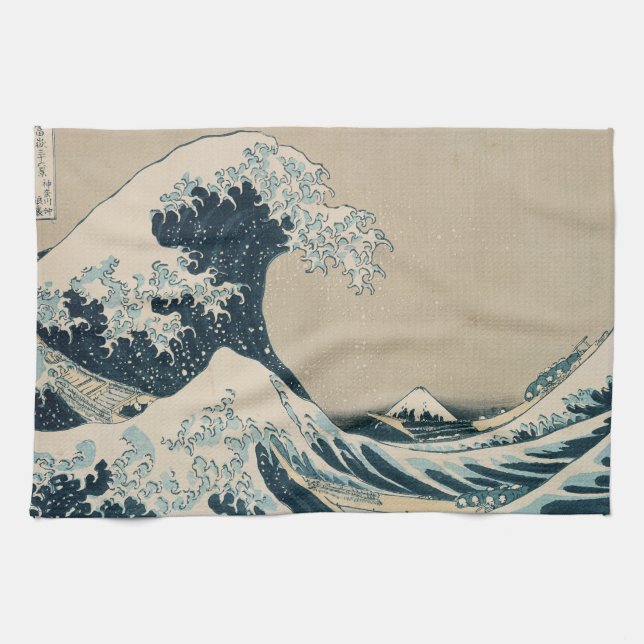 Die große Welle vor Kanagawa Geschirrtuch (Horizontal)