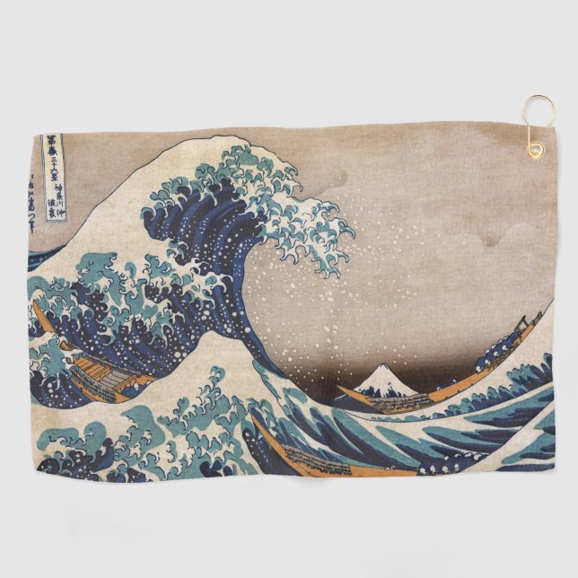 Die große Welle vor Kanagawa Golfhandtuch (Horizontal)