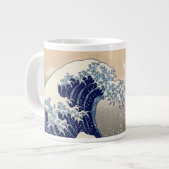 Die große Welle vor Kanagawa Hokusai Jumbo-Tasse (Vorderseite Links)