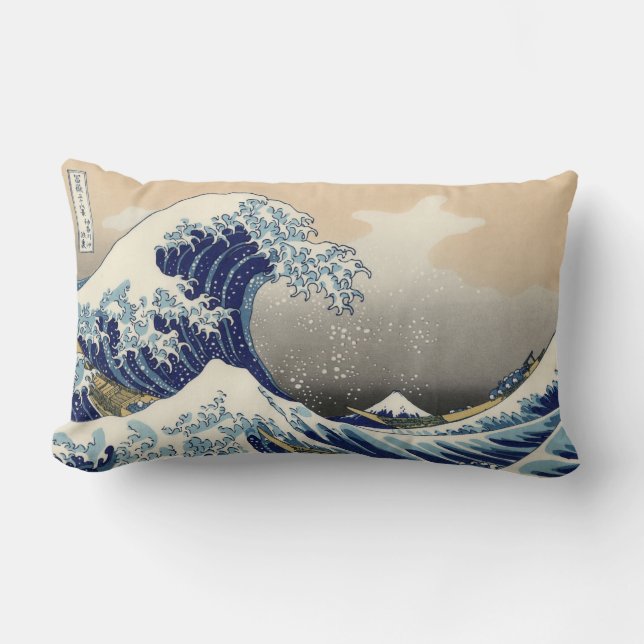 Die große Welle vor Kanagawa Hokusai Lendenkissen (Vorderseite)