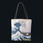 Die große Welle vor Kanagawa, Hokusai Tasche<br><div class="desc">Katsushika Hokusai (31. Oktober 1760 - 10. Mai 1849), einfach bekannt als Hokusai, war ein japanischer Künstler, ukiyo-e Maler und Printmacher der Edo-Zeit. Geboren in Edo (jetzt Tokio), Hokusai ist am bekanntesten als Autor der Holzblock-Druckreihe 36 Ansichten des Mount Fuji (Fugaku Sanjūroku-, c. 1831), das den international bekannten Ausdruck The...</div>