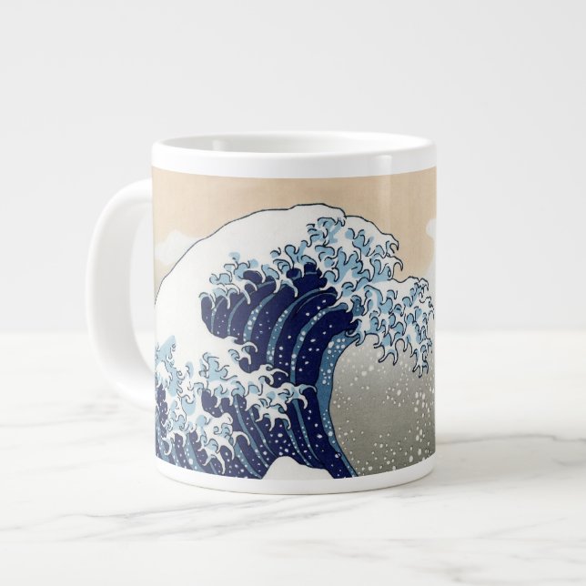 Die große Welle vor Kanagawa Jumbo-Tasse (Vorderseite Links)