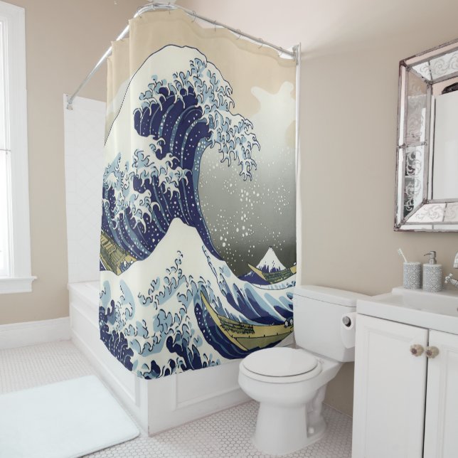 Die große Welle vor Kanagawa Katsushika Hokusai Duschvorhang (Beispiel)
